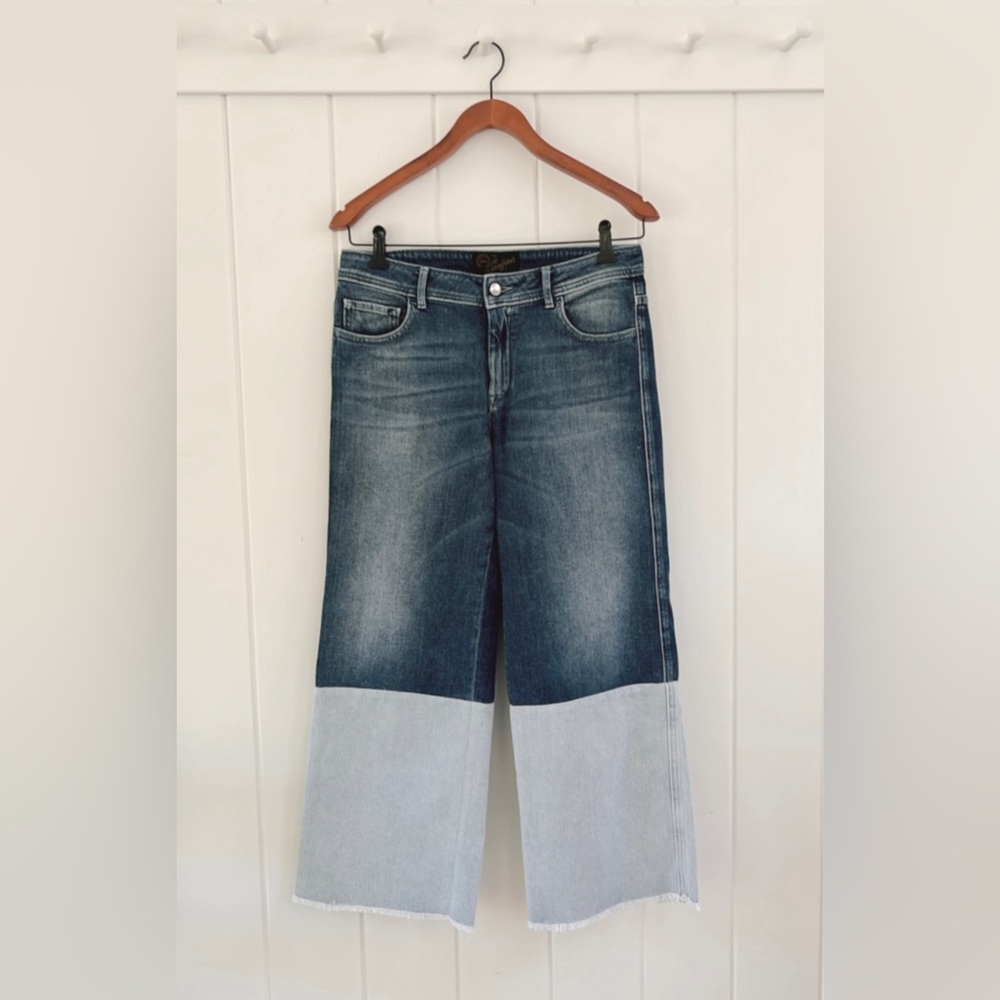 Seafarer Harry Two Tone Wide Leg Denim Italian Designer Rare Women 26 Raw Hem